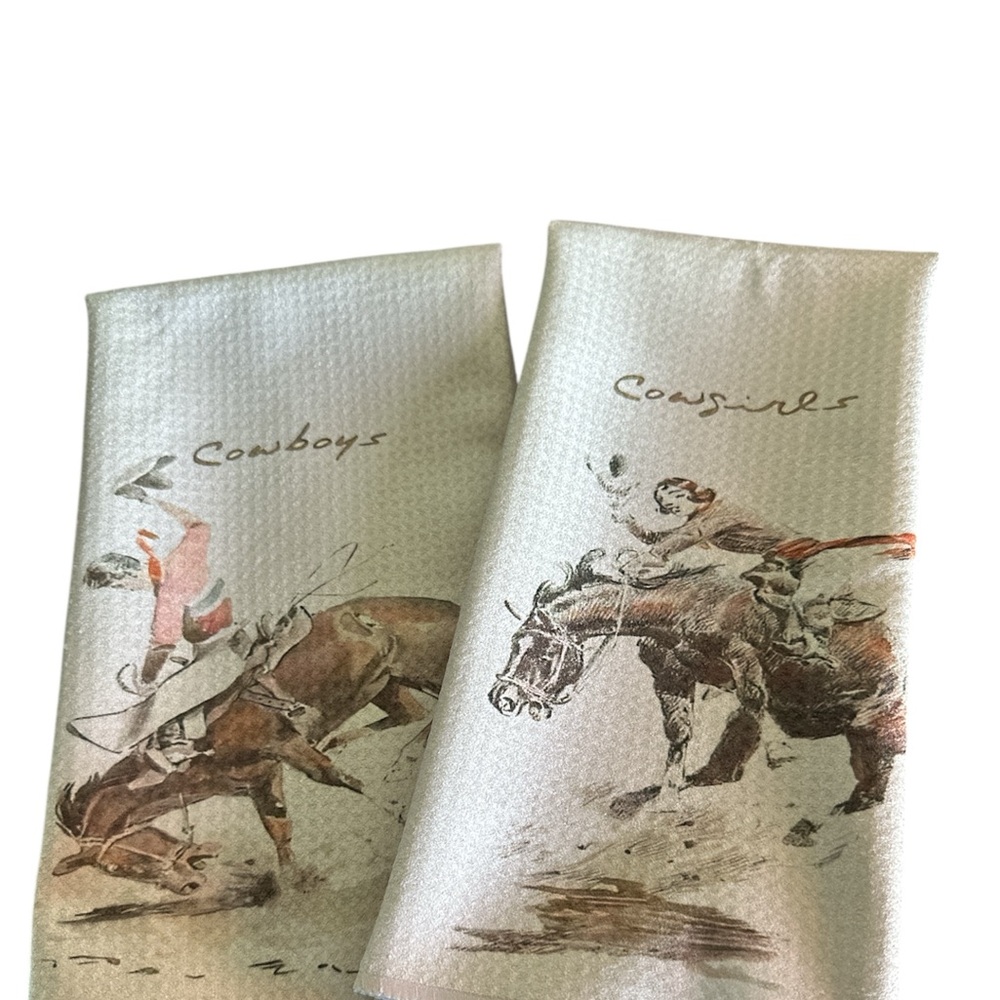 Cowboys/Cowgirls Bathroom Hand Towels - Set of 2